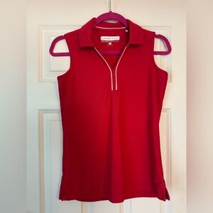 Pebble Beach Women's Red Sleeveless golf polo-worn once